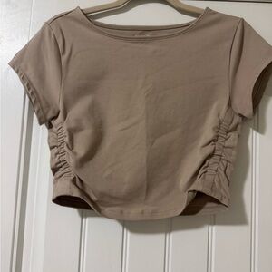 Old Navy Tan Ruched Crop Top